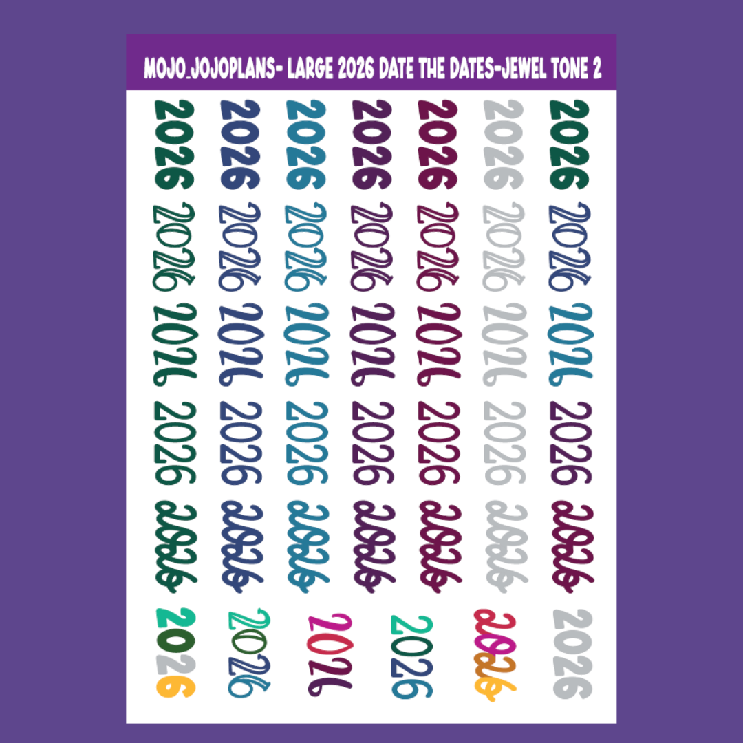 2026 Date the Dates Jewel Tone Sticker Sheet