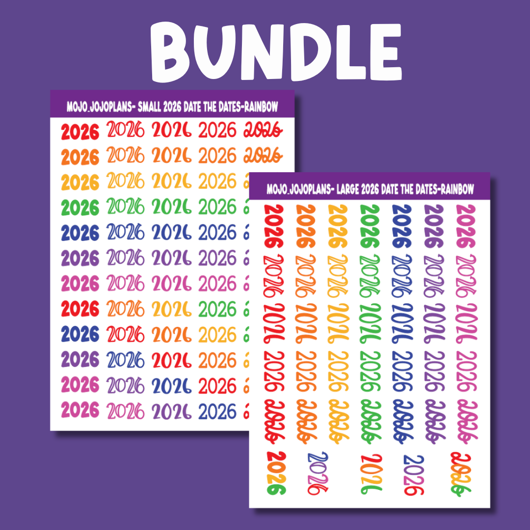 BUNDLE 2026 Date the Dates Rainbow Sticker Sheets