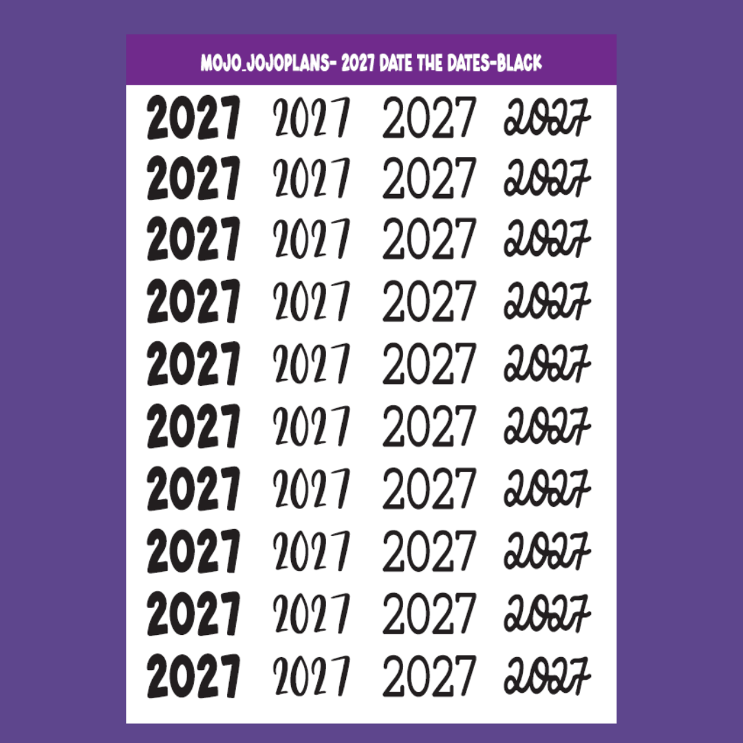 2027 Date the Dates SERIES Black Sticker Sheet