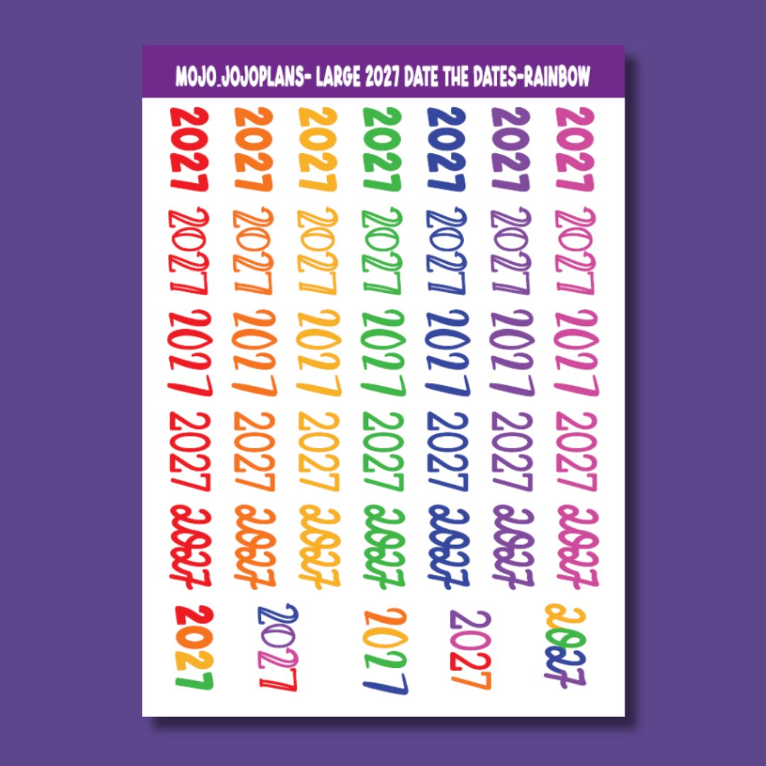 2027 Date the Dates Rainbow Sticker Sheet
