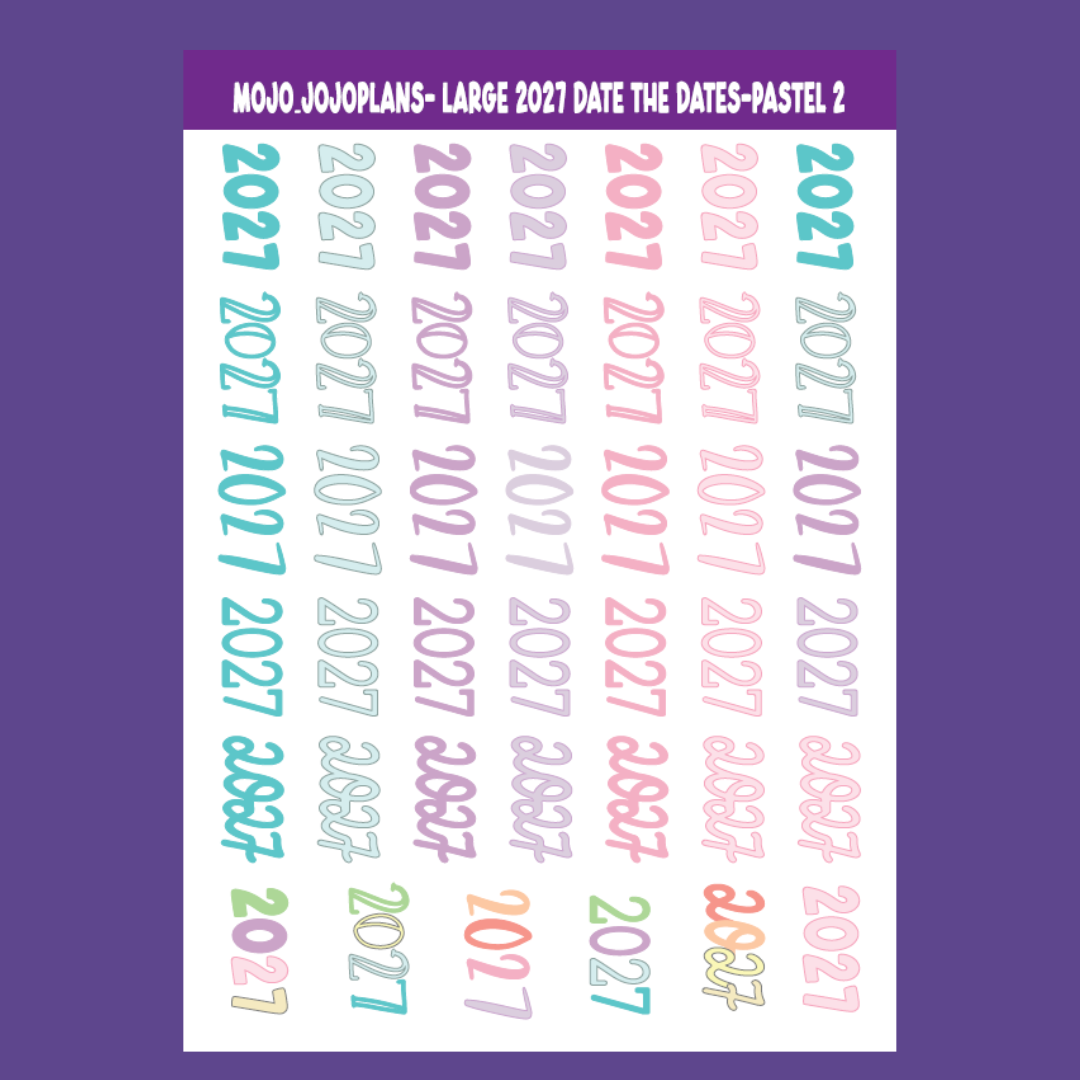 2027 Date the Dates Pastel Sticker Sheet