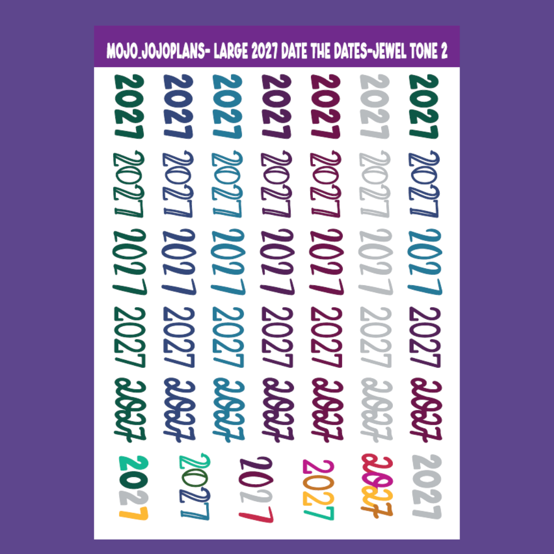 2027 Date the Dates Jewel Tone Sticker Sheet