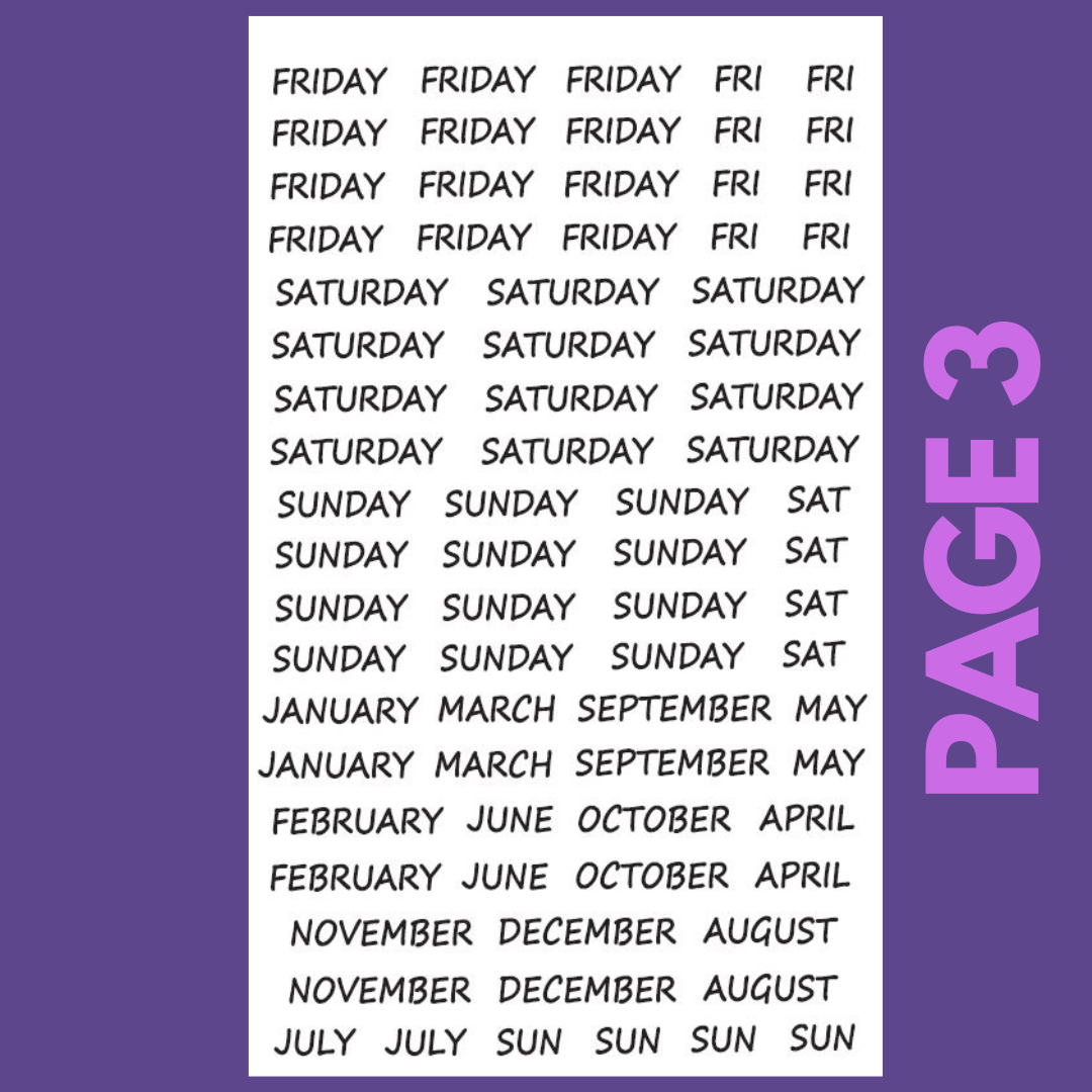 INDIVIDUAL SHEETS Date It