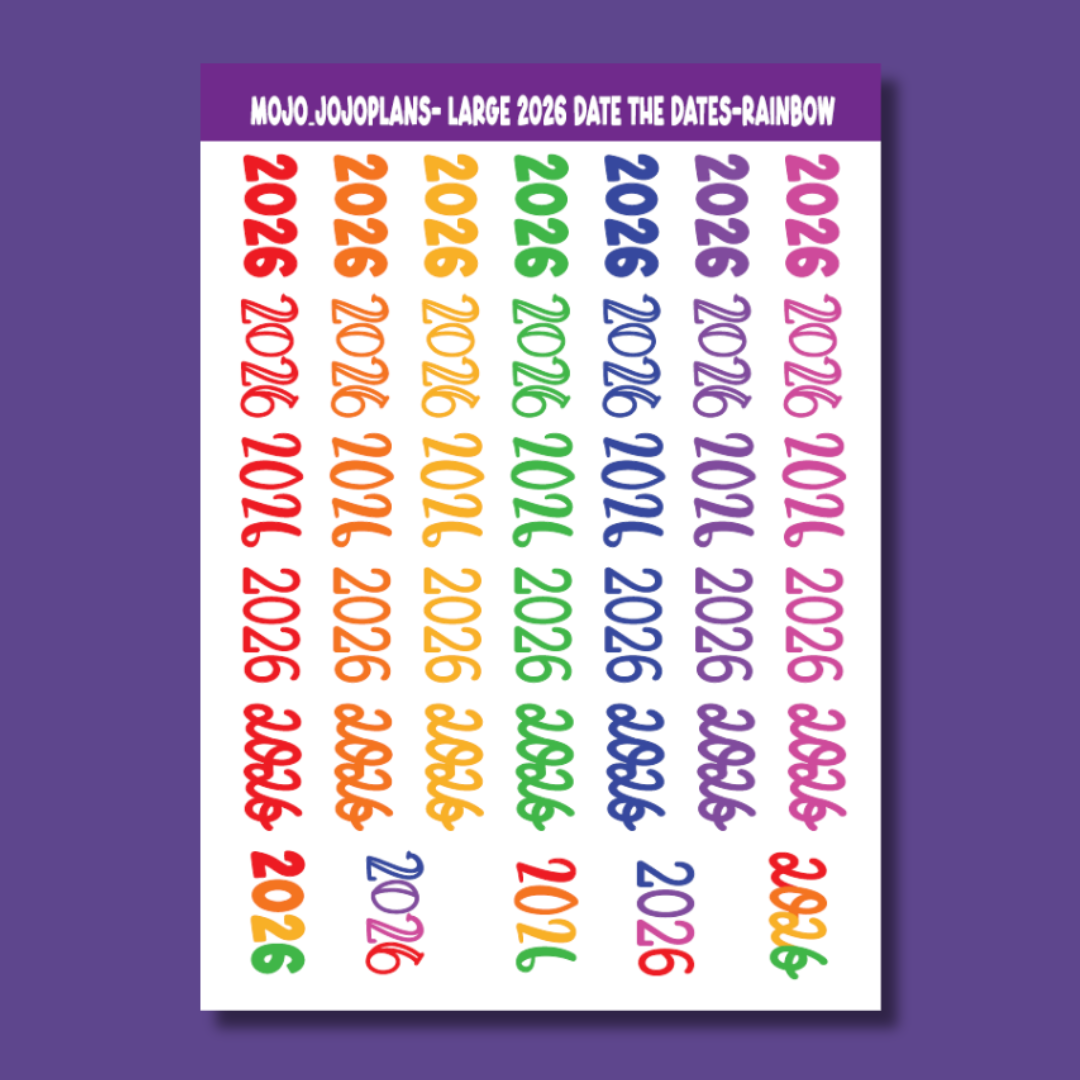 2026 Date the Dates Rainbow Sticker Sheet