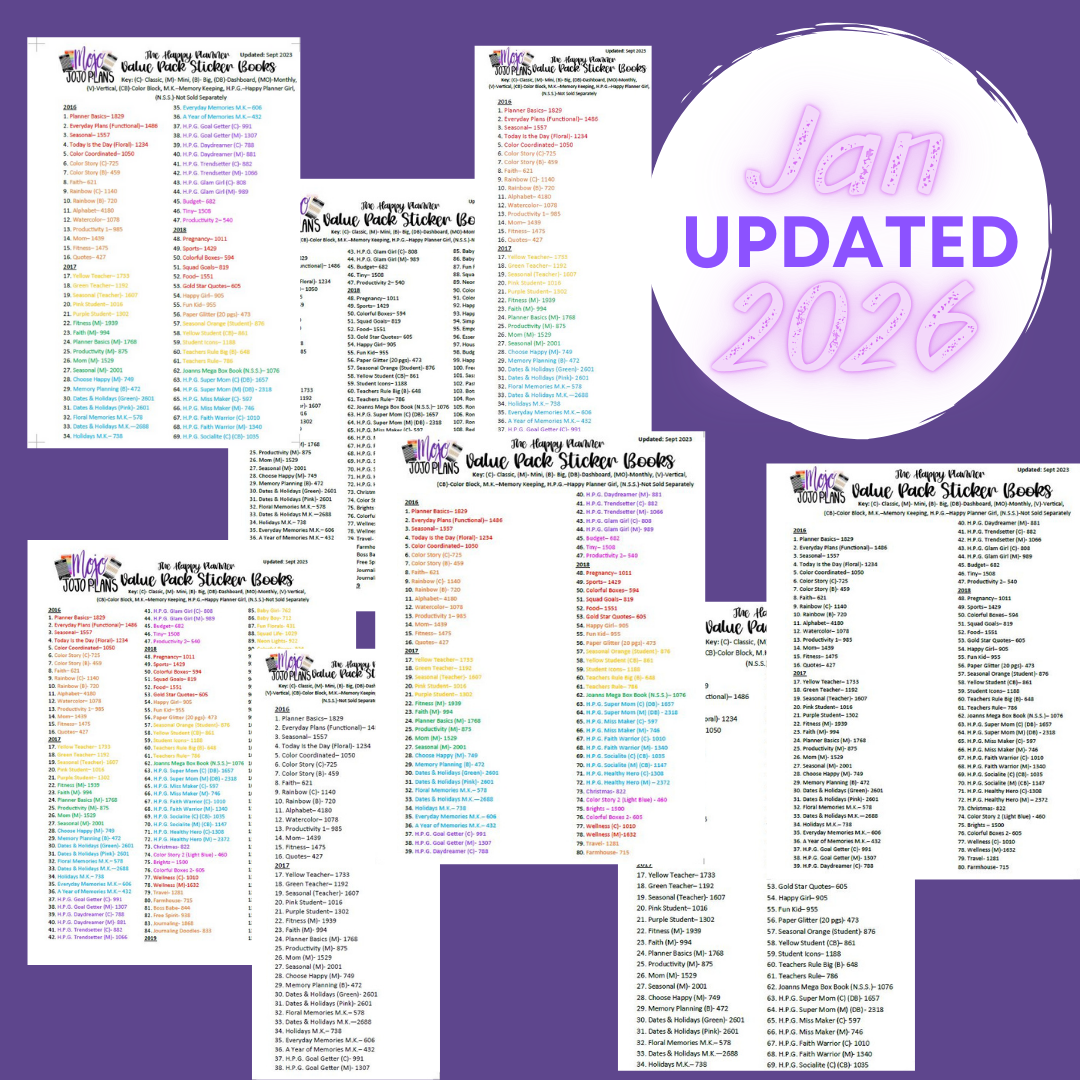 NEW Happy Planner Sticker Lists (Updated Jan 2026)