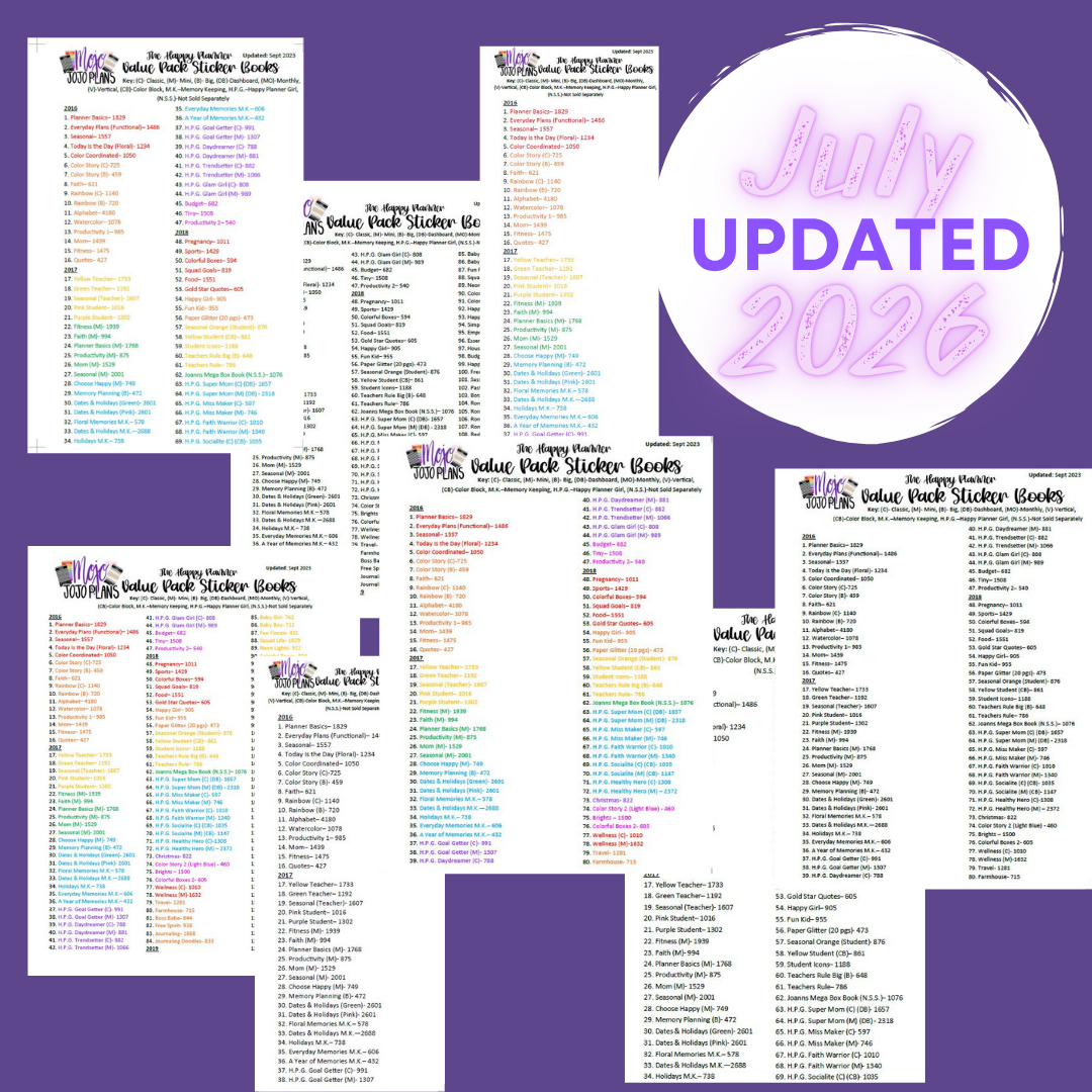NEW Happy Planner Sticker Lists (Updated July 2026)