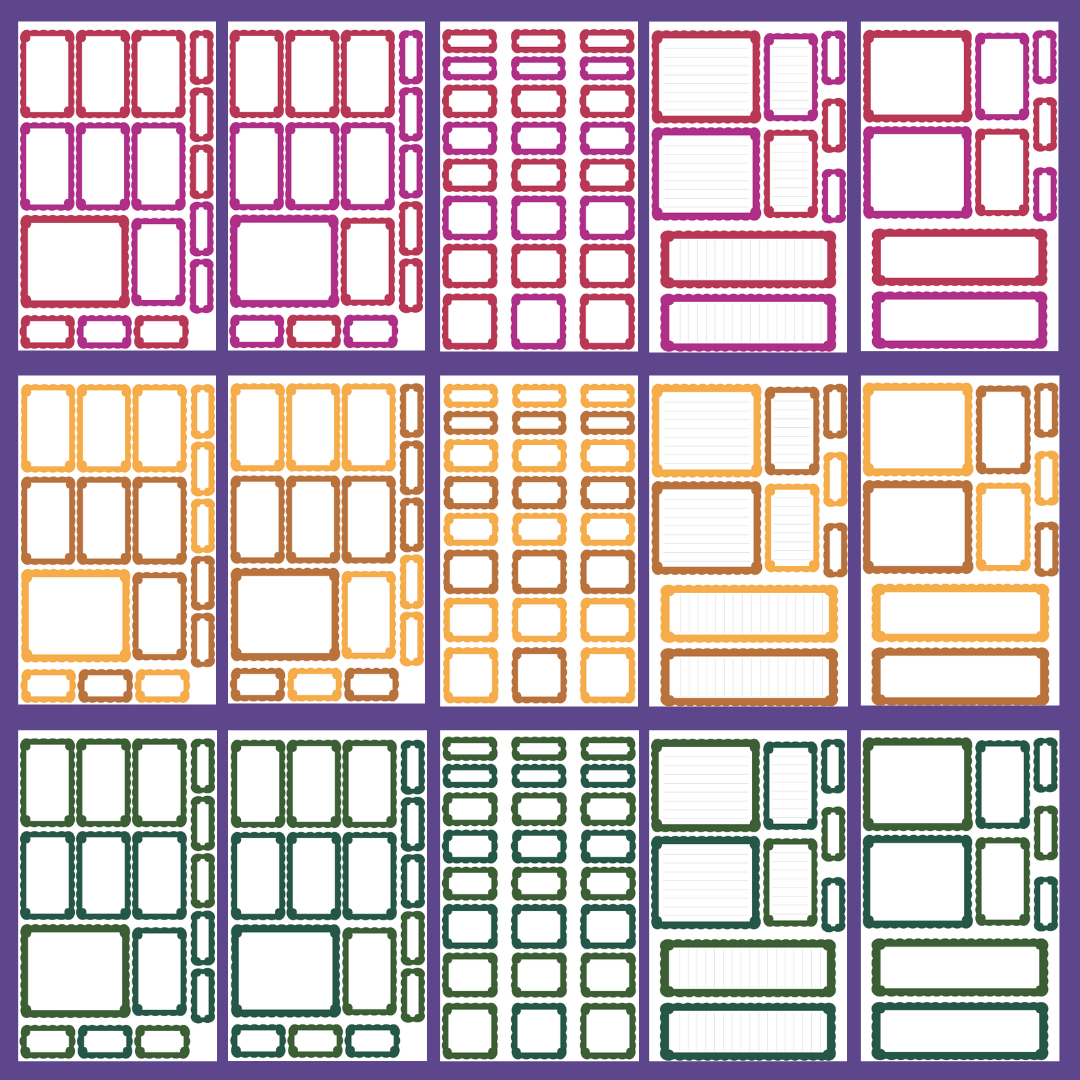 Jewel Tone Scalloped Boxes Sticker Book