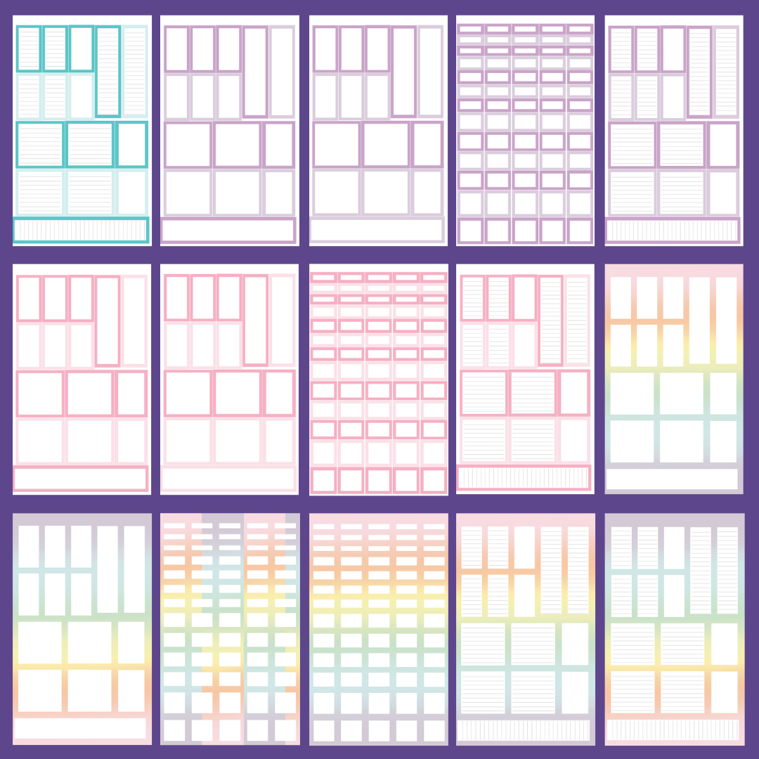 Mini Pastel Vertical Boxes Sticker Book