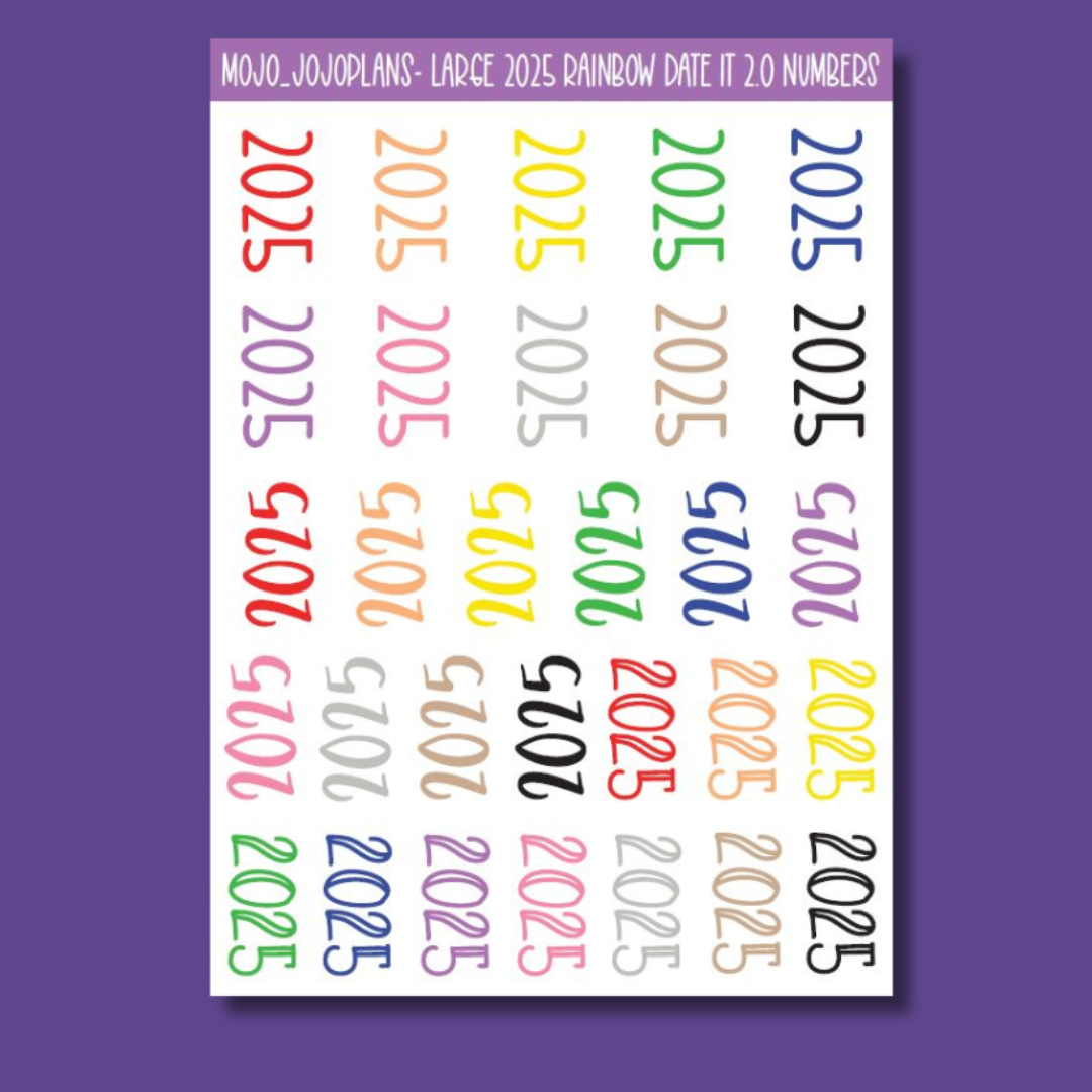 2025 Rainbow Date It Sticker Sheet