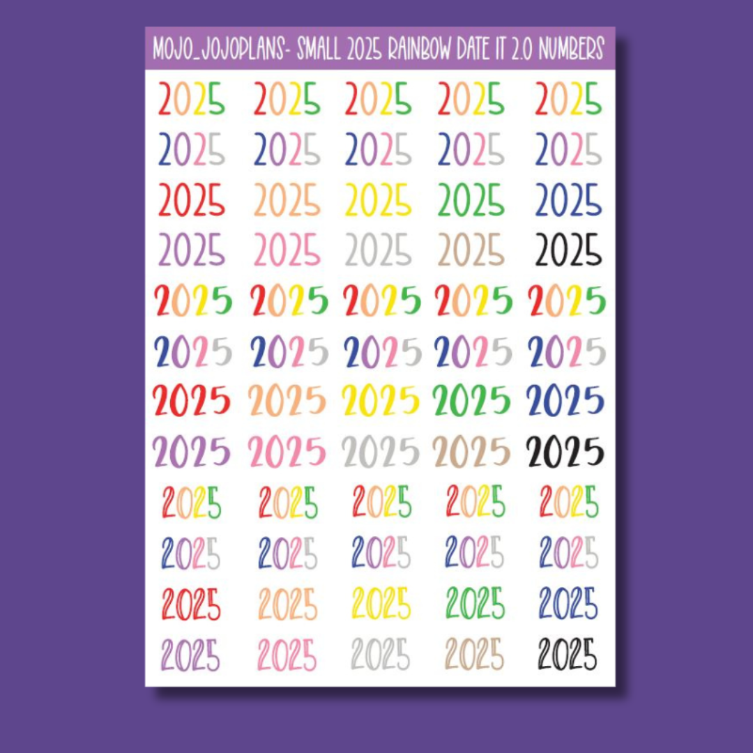 2025 Rainbow Date It Sticker Sheet
