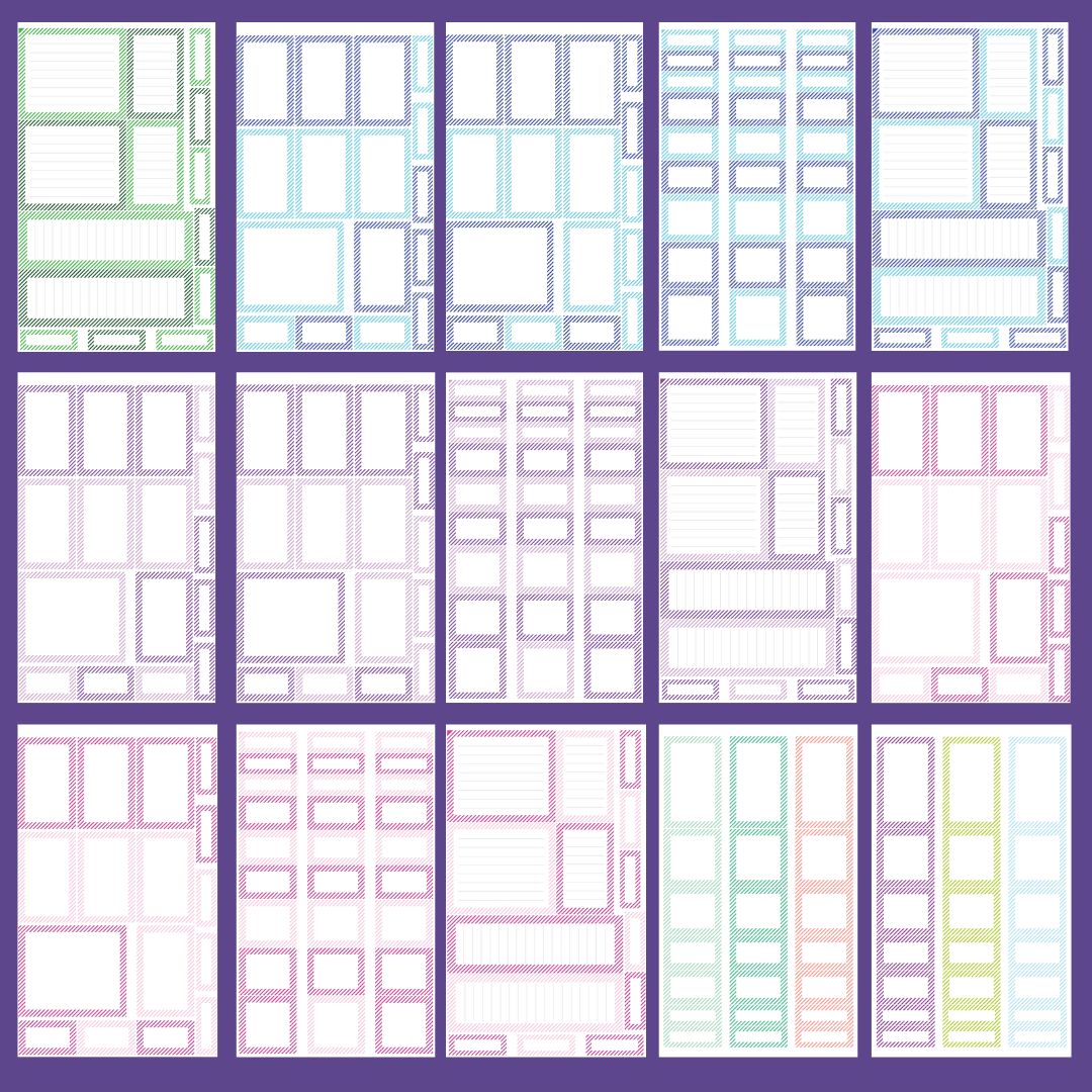 Striped Diagonal Rainbow Boxes Sticker Book