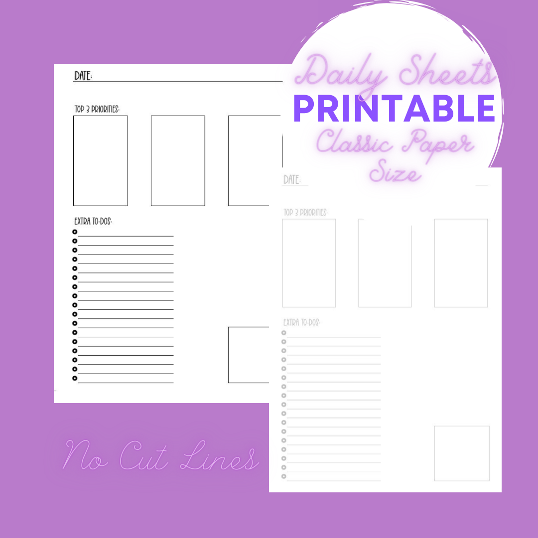 Daily Sheet Printable (Vertical) (W/O Cut Lines)