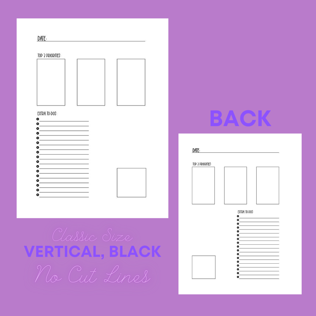 Daily Sheet Printable (Vertical) (W/O Cut Lines)