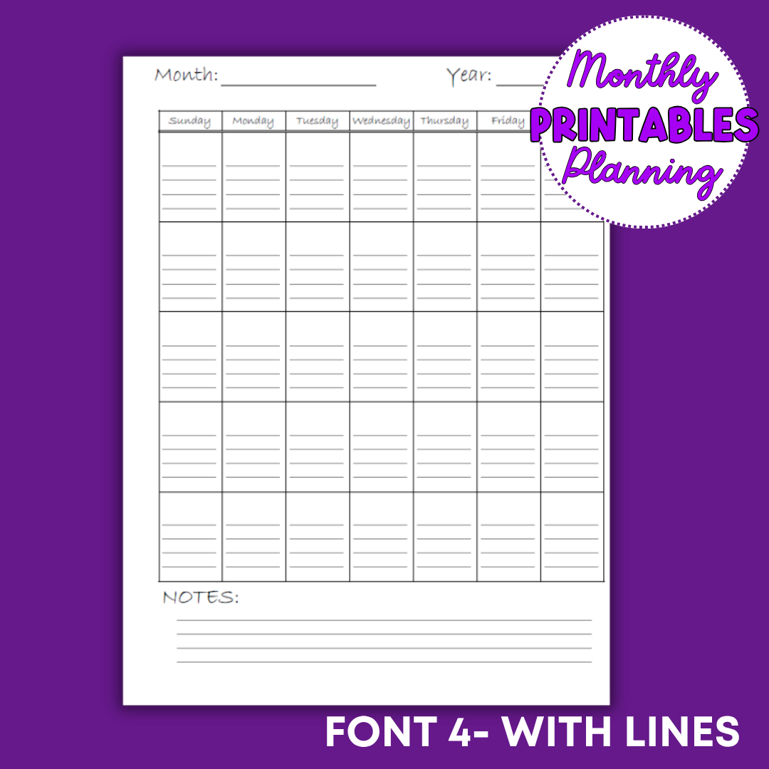 Monthly Planning Printable Sheets