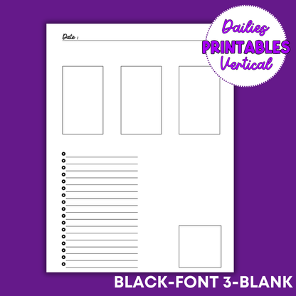 Vertical Daily Sheet Printable (Black)