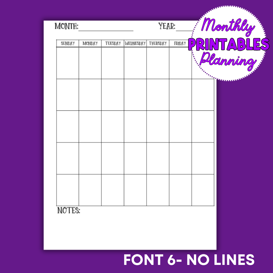 Monthly Planning Printable Sheets