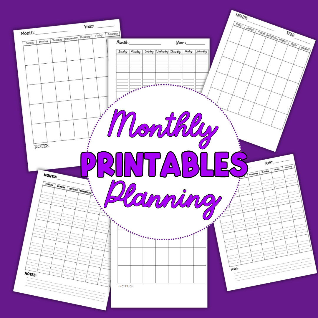 Monthly Planning Printable Sheets