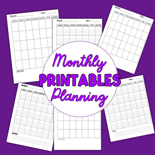Monthly Planning Printable Sheets