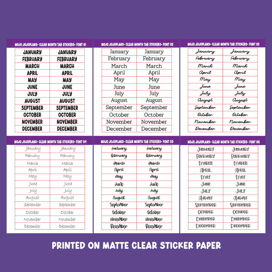 Date the Dates Month Tab Sticker Sheet
