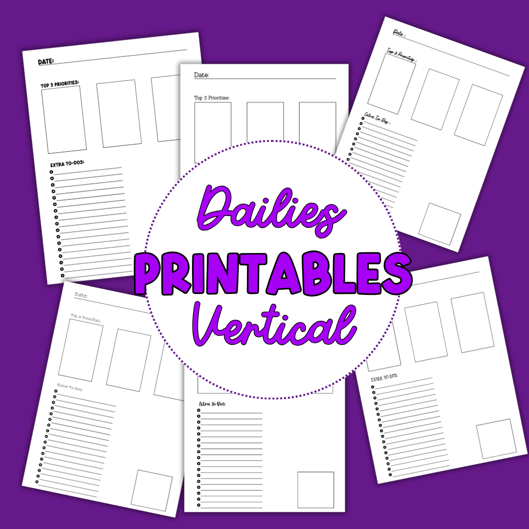Vertical Daily Sheet Printable (Black)