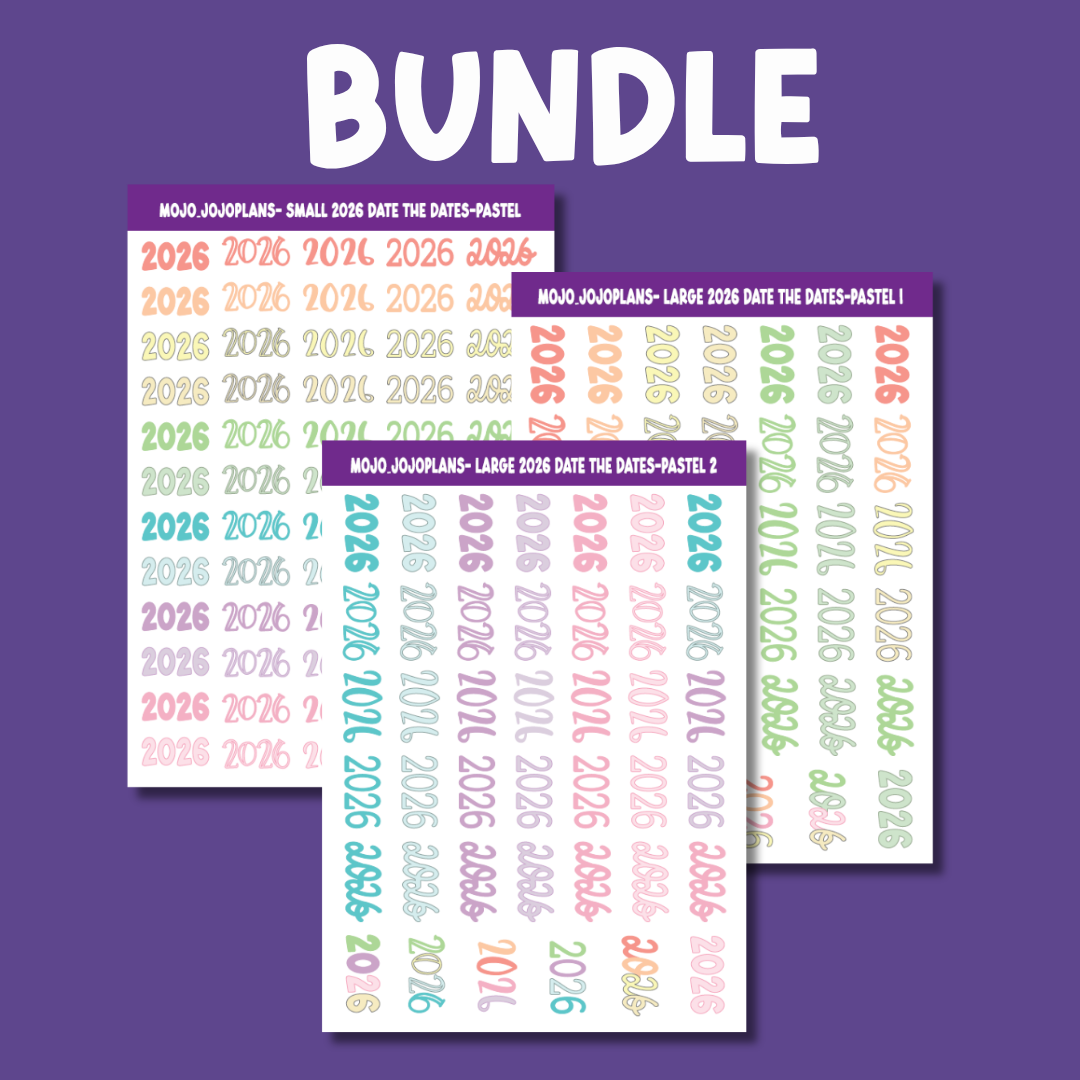BUNDLE Pastel 2026 Sticker Sheet Bundle
