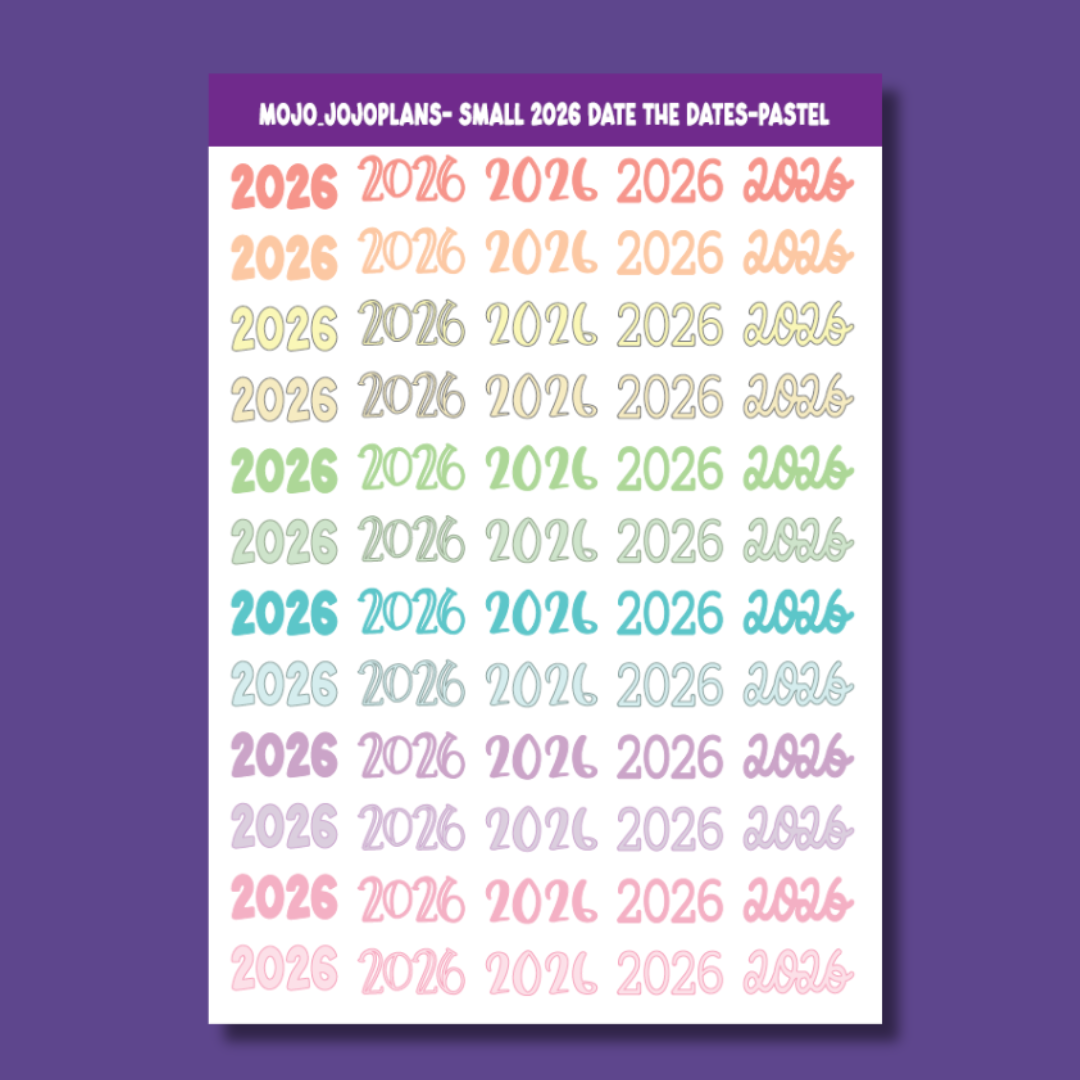 2026 Date the Dates Pastel Sticker Sheet