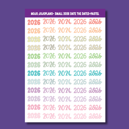 2026 Date the Dates Pastel Sticker Sheet