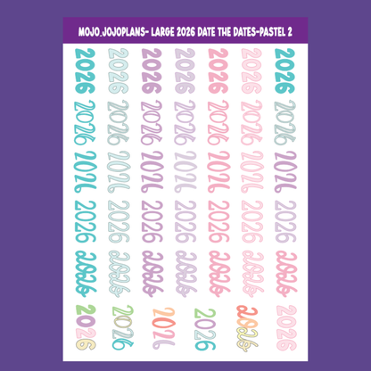 2026 Date the Dates Pastel Sticker Sheet