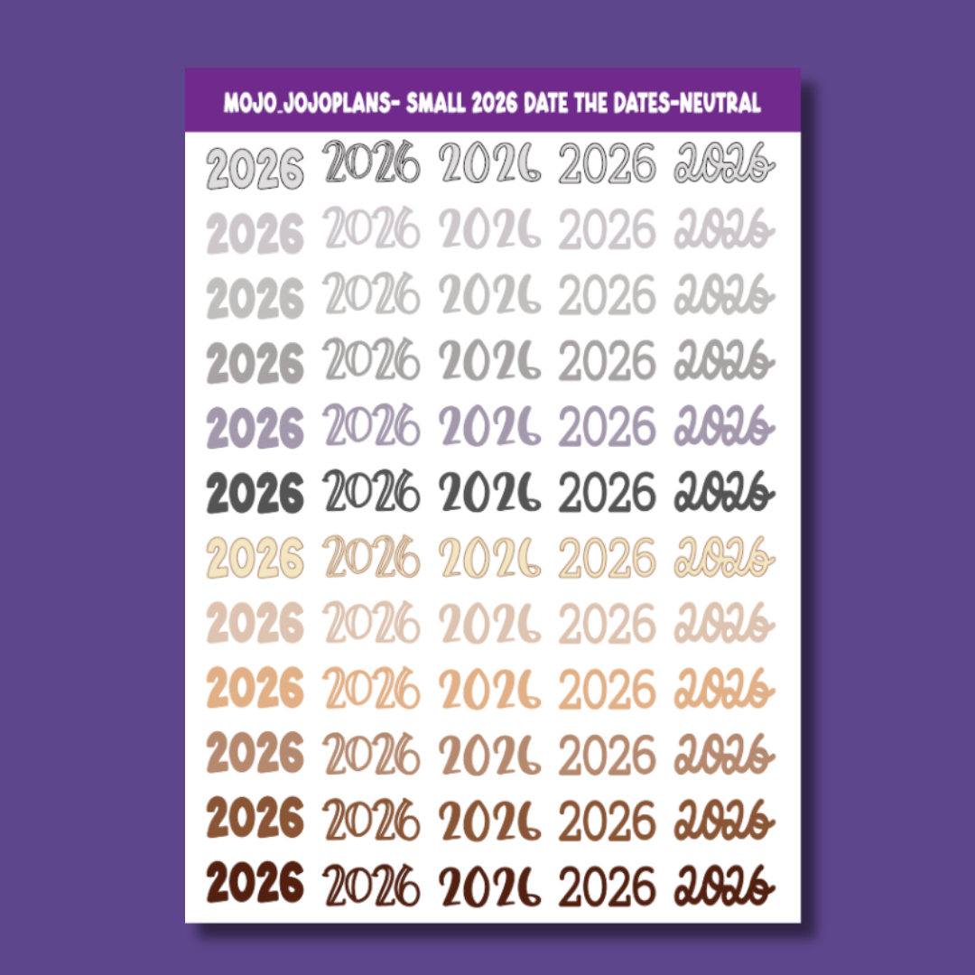 2026 Date the Dates Neutral Sticker Sheet
