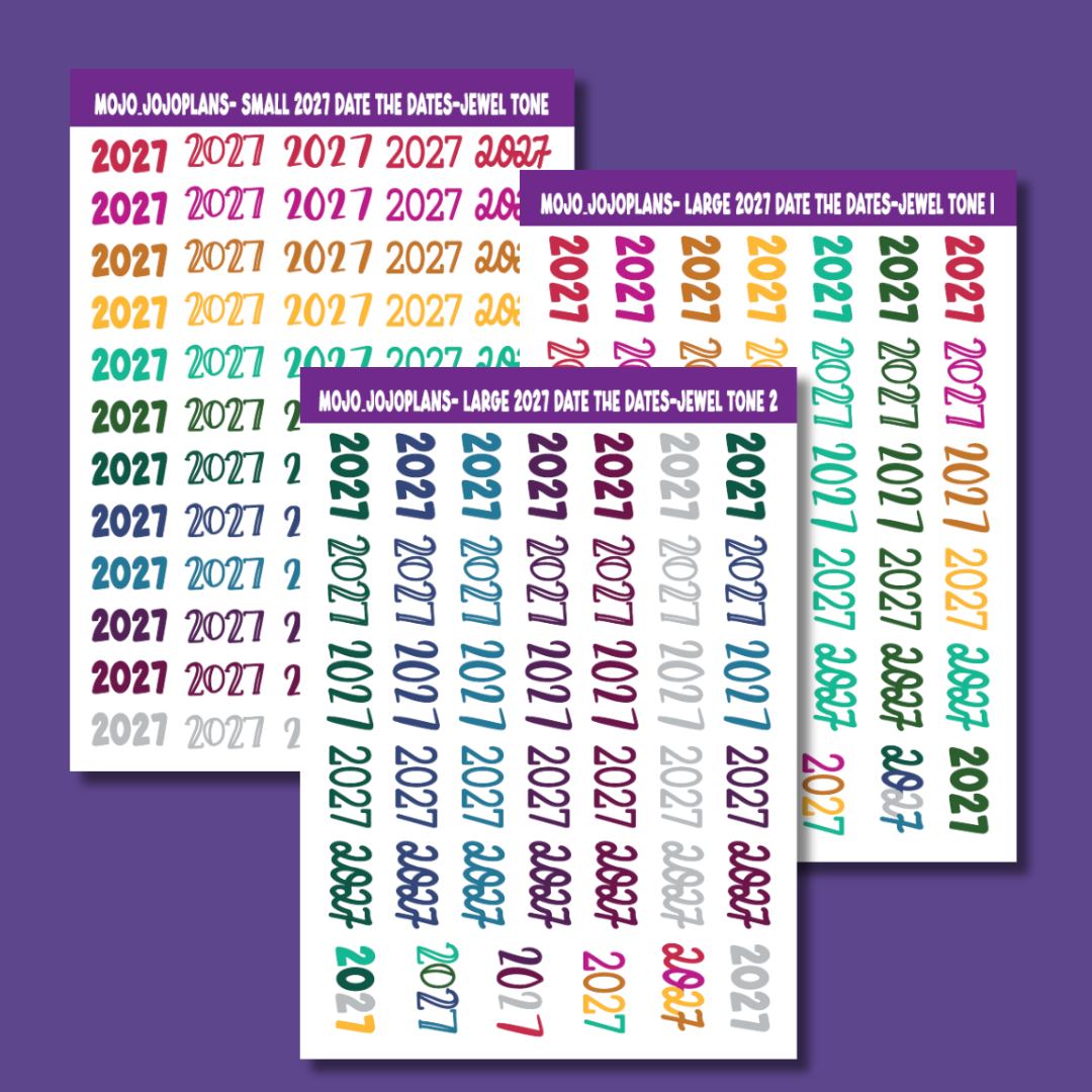 2027 Date the Dates Jewel Tone Sticker Sheet