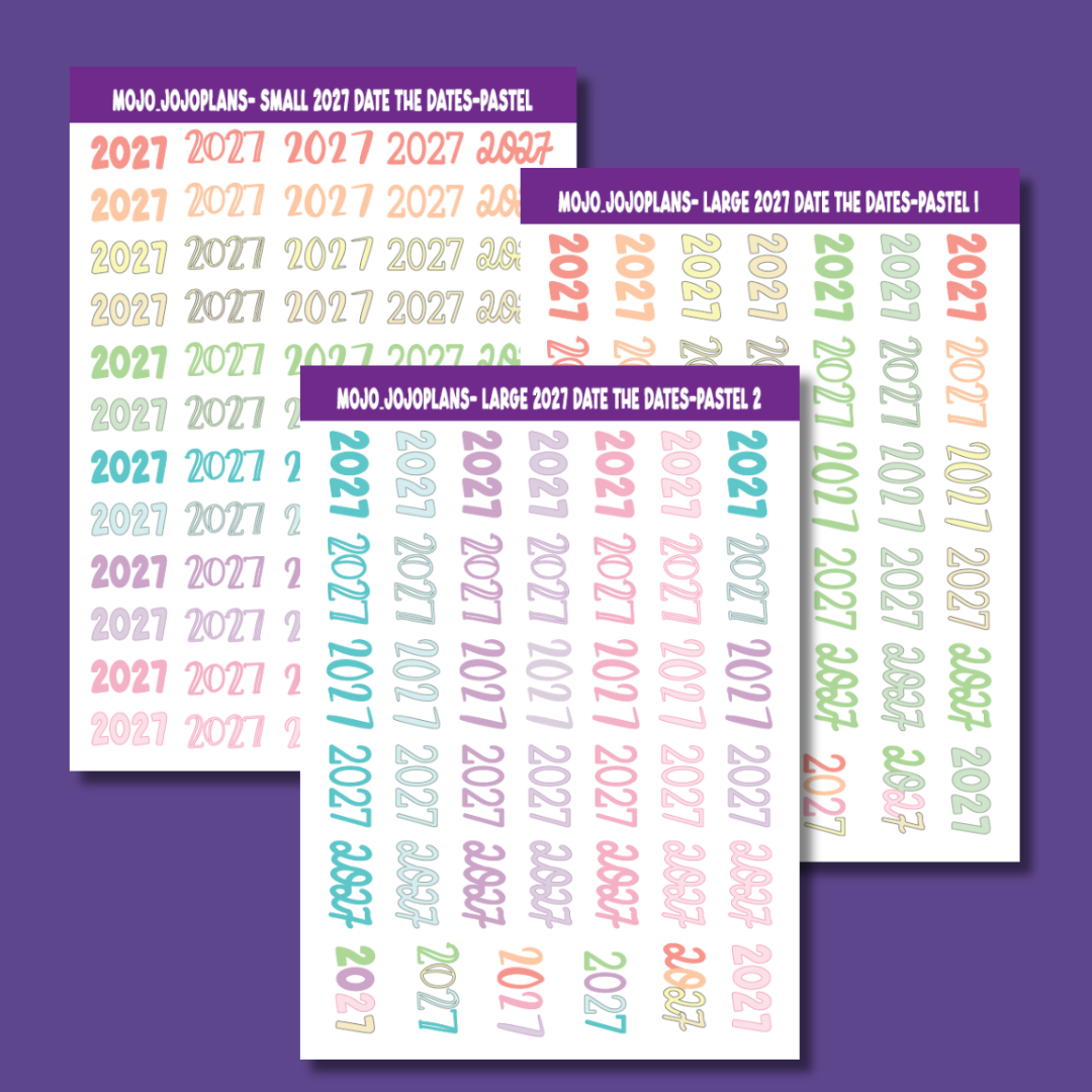 2027 Date the Dates Pastel Sticker Sheet