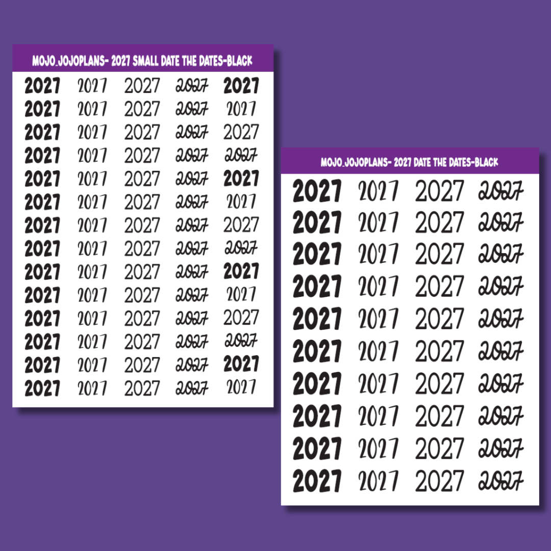 2027 Date the Dates SERIES Black Sticker Sheet
