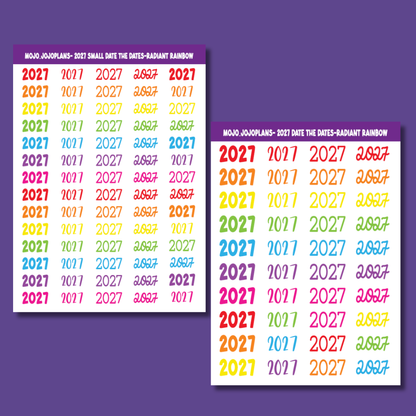 2027 Date the Dates SERIES Radiant Rainbow Sticker Sheet