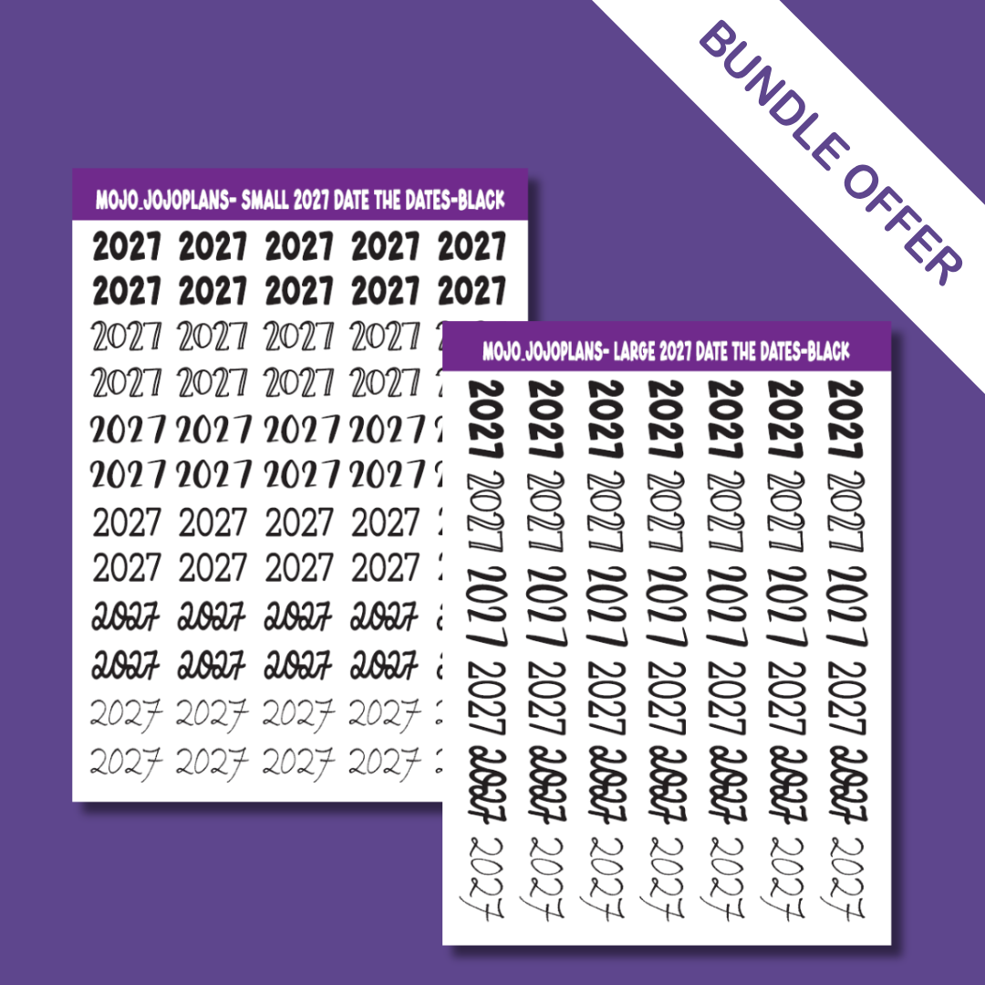2027 Black Sticker Sheets Bundle