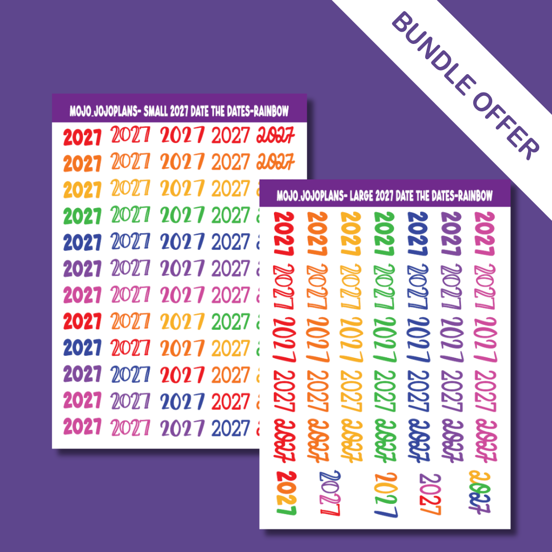 2027 Rainbow Sticker Sheets Bundle