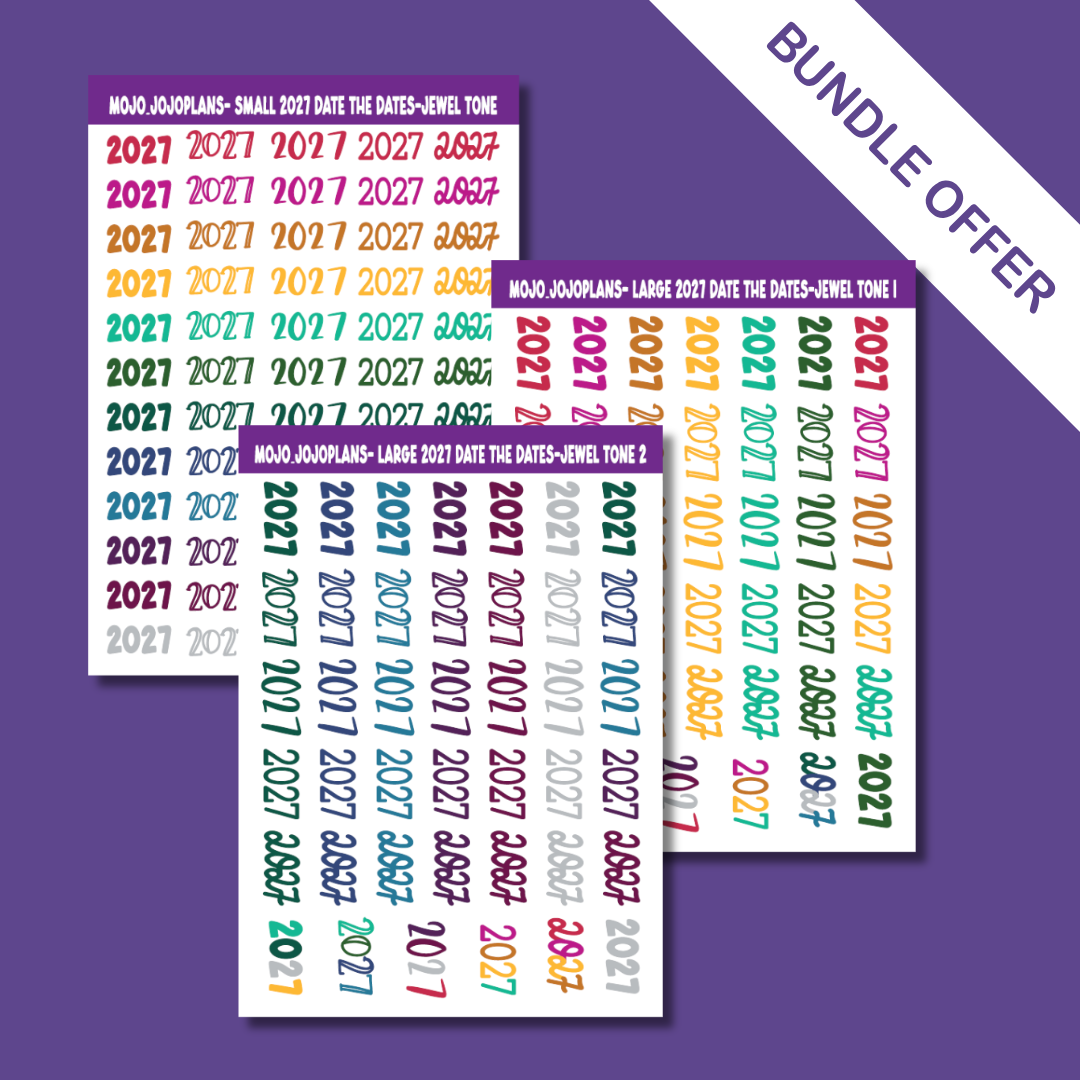 2027 Jewel Tone Sticker Sheets Bundle