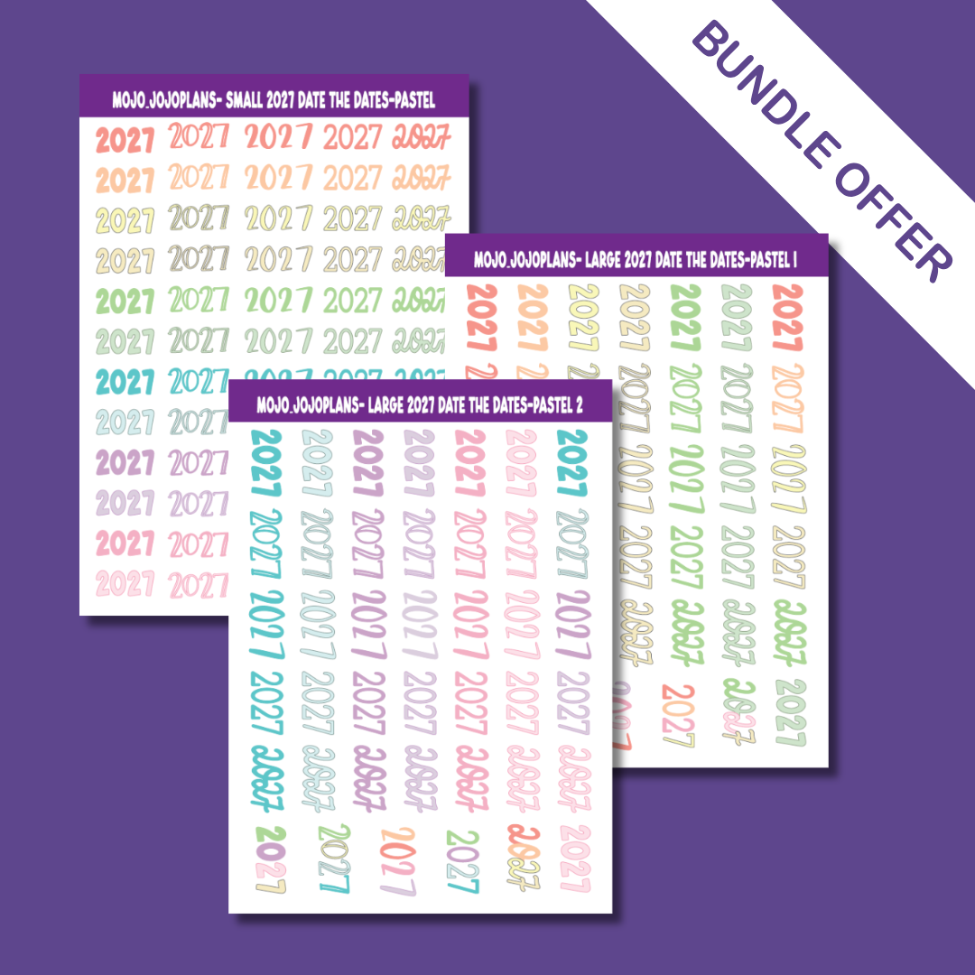 2027 Pastel Sticker Sheets Bundle