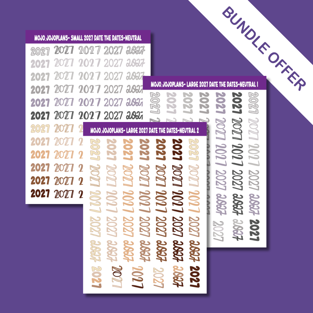 2027 Neutral Sticker Sheets Bundle