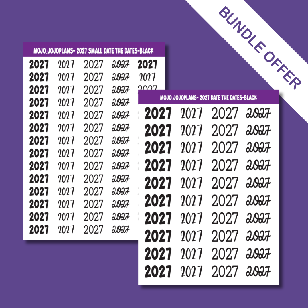 2027 SERIES Black Sticker Sheets Bundle