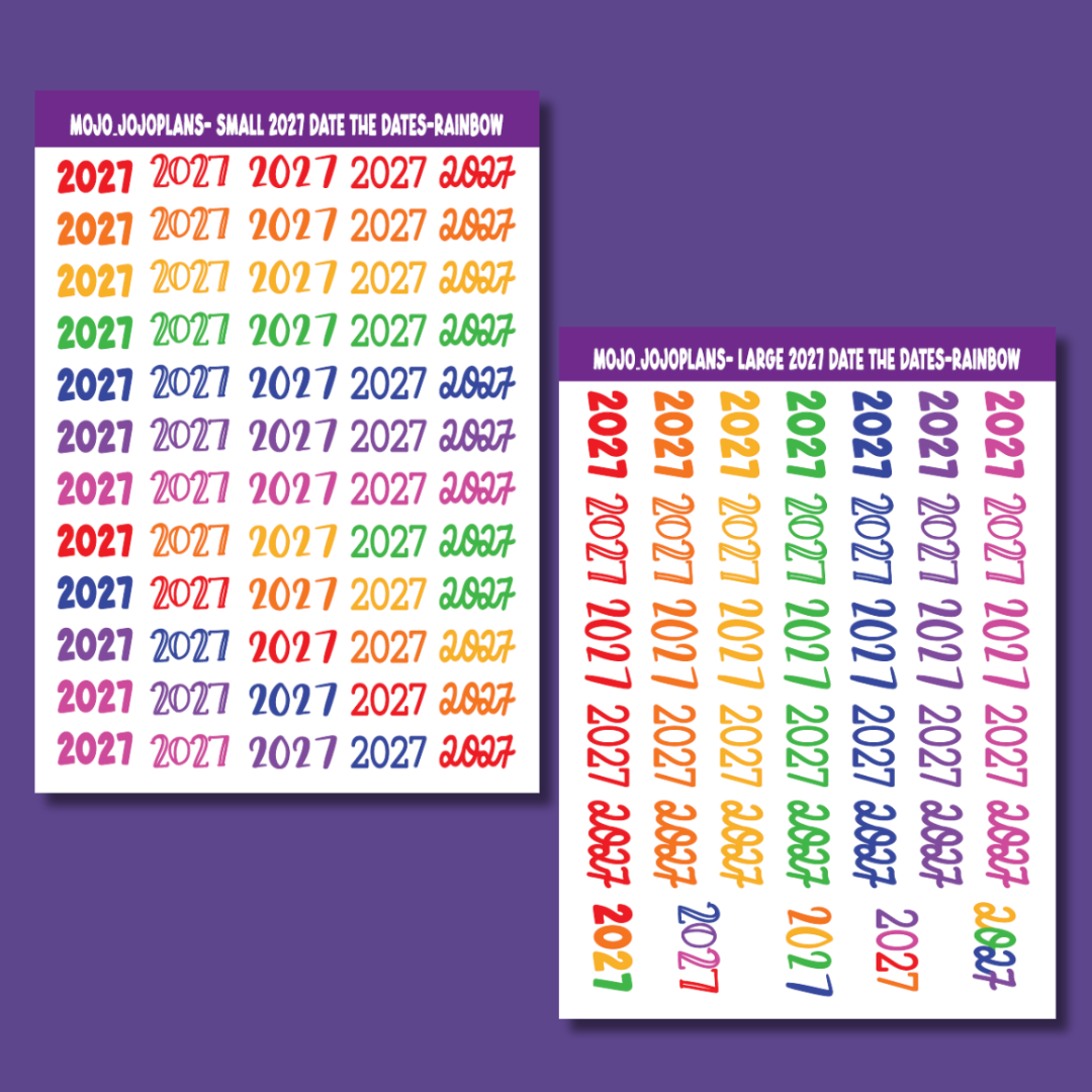 2027 Date the Dates Rainbow Sticker Sheet