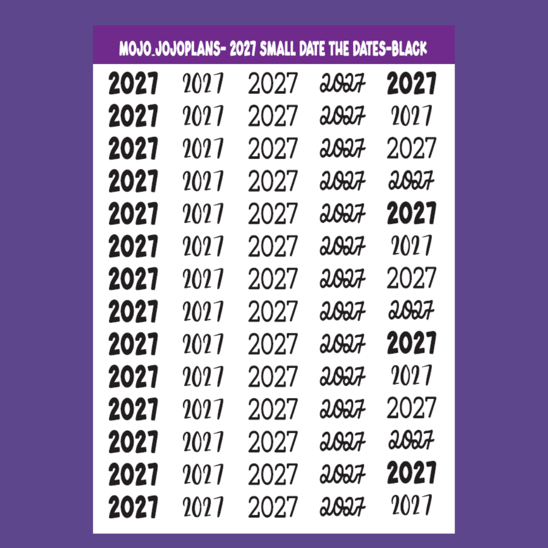 2027 Date the Dates SERIES Black Sticker Sheet