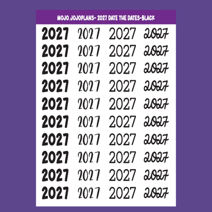 2027 Date the Dates SERIES Black Sticker Sheet