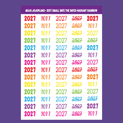 2027 Date the Dates SERIES Radiant Rainbow Sticker Sheet
