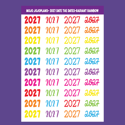 2027 Date the Dates SERIES Radiant Rainbow Sticker Sheet