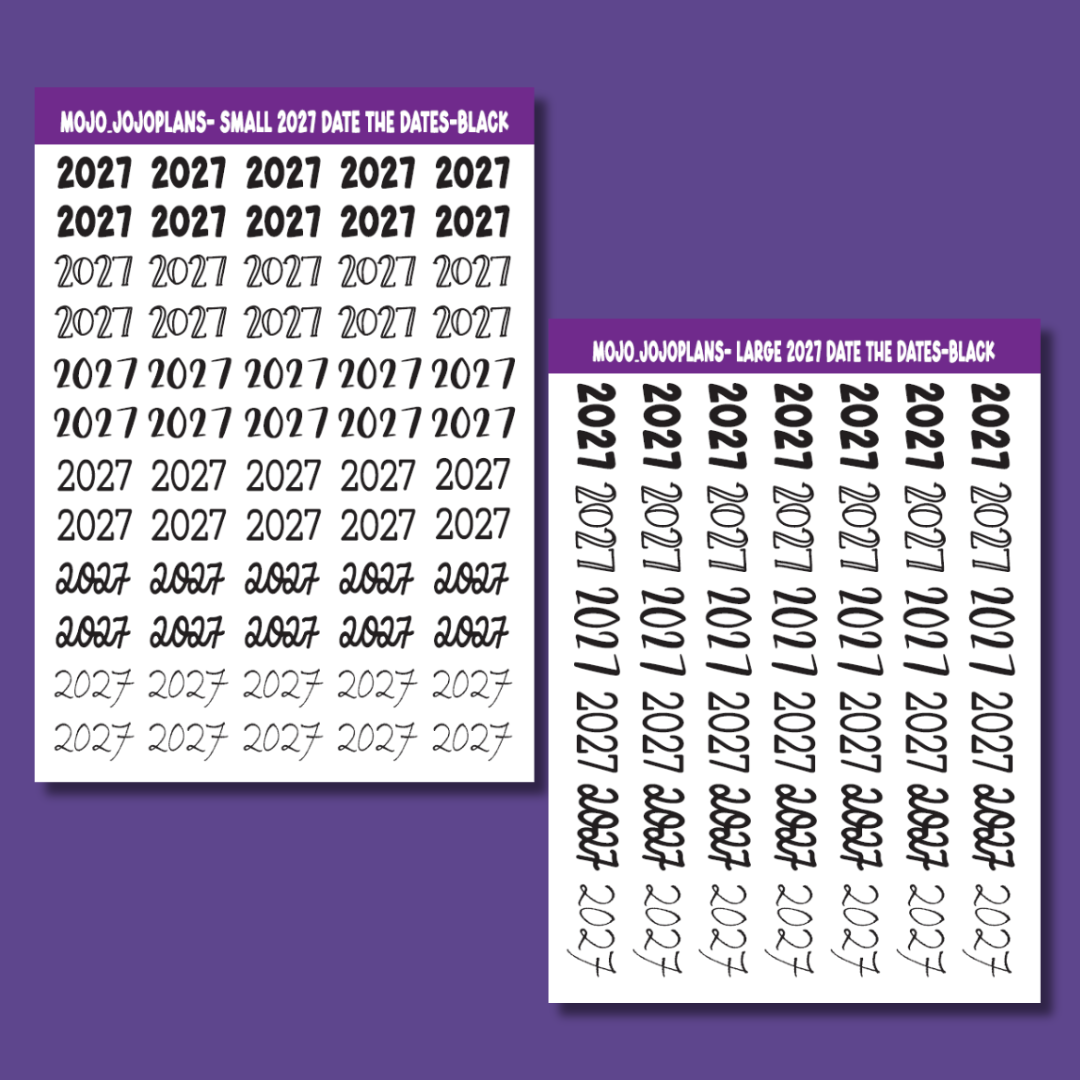 2027 Date the Dates Black Sticker Sheet