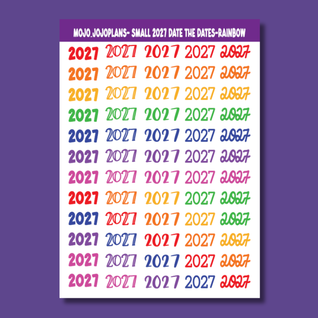 2027 Date the Dates Rainbow Sticker Sheet
