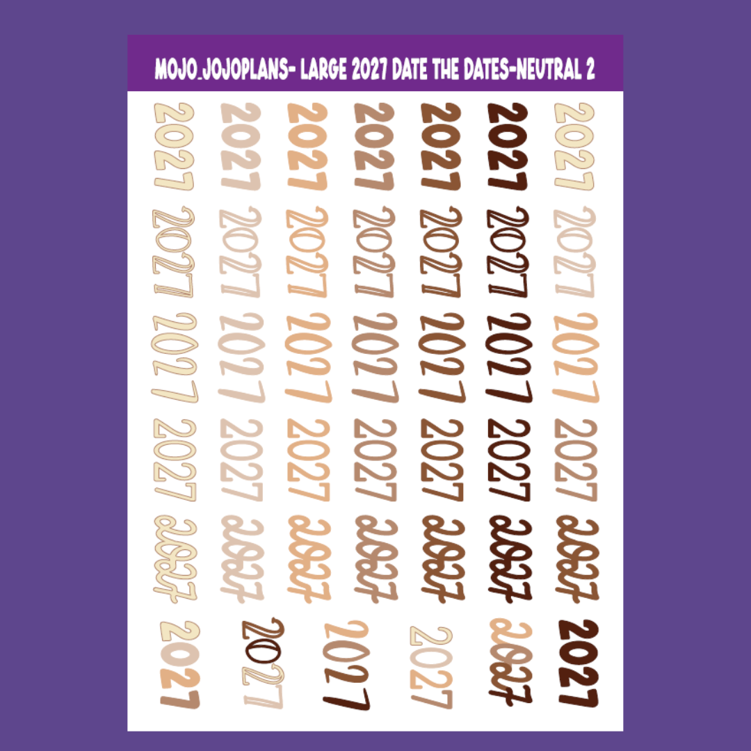 2027 Date the Dates Neutral Sticker Sheet
