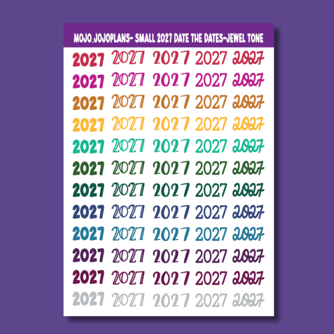 2027 Date the Dates Jewel Tone Sticker Sheet