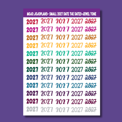 2027 Date the Dates Jewel Tone Sticker Sheet