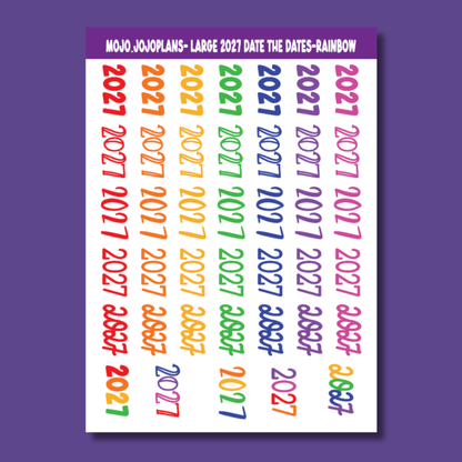 2027 Date the Dates Rainbow Sticker Sheet